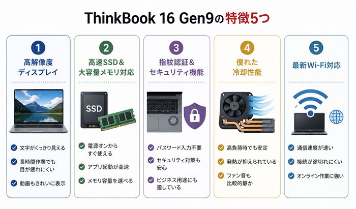 ThinkBook 16 Gen9の特徴5つ