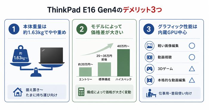 ThinkPad E16 Gen4のデメリット3つ