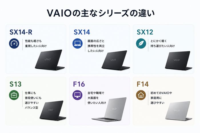 VAIOの主なシリーズの違い